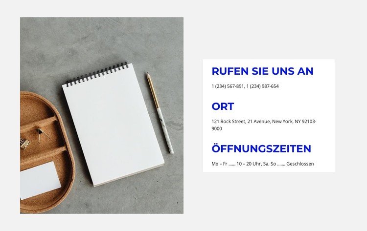 Schreiben Sie unsere Kontakte auf CSS-Vorlage