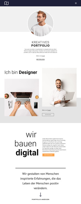 Webentwickler-Portfolio Eine Seite