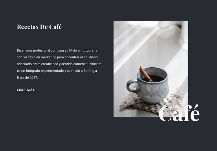 Recetas familiares de café Diseño de páginas web