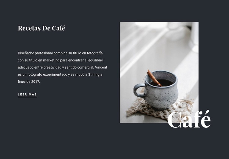 Recetas familiares de café Maqueta de sitio web