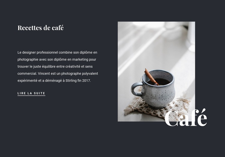 Recettes de café en famille Maquette de site Web