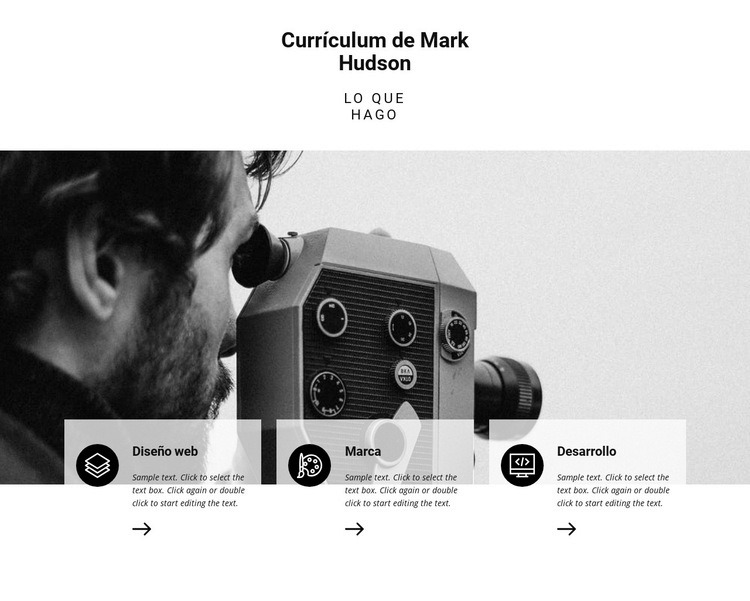 Currículum de fotógrafo de viajes Creador de sitios web HTML