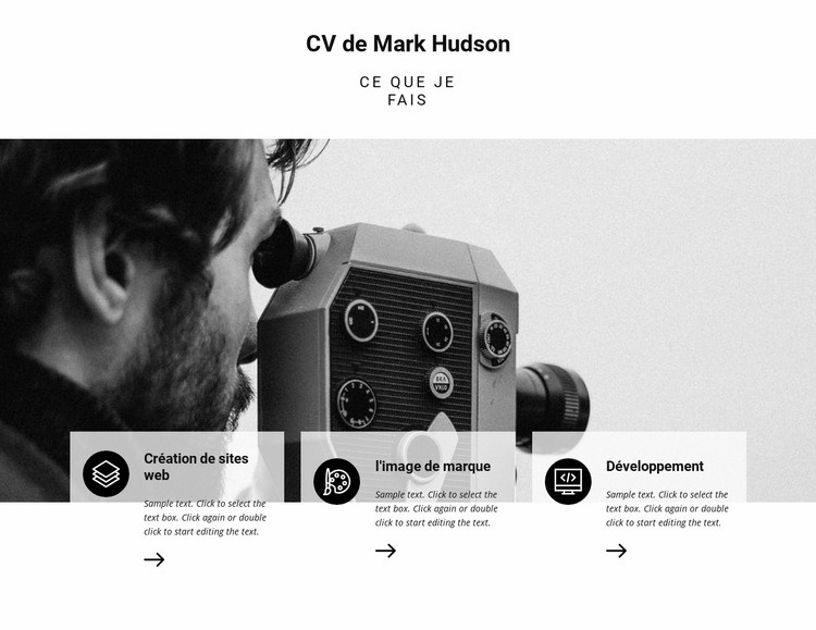 CV photographe de voyage Conception de site Web