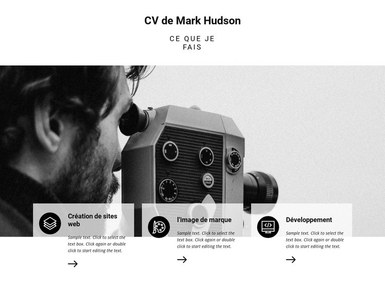 CV photographe de voyage Maquette de site Web