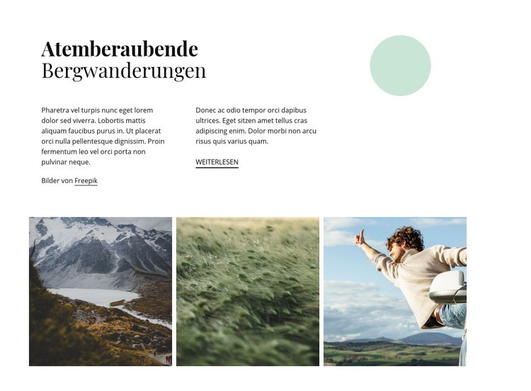 Atemberaubende Bergwanderungen Website Builder-Vorlagen