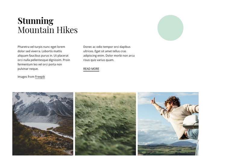 Stunning mountain hikes Homepage Design