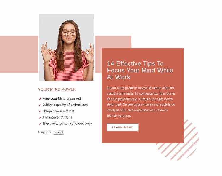 Focus your mind while at work Homepage Design
