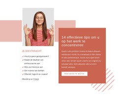 Pagina-HTML Voor Concentreer Je Op Het Werk