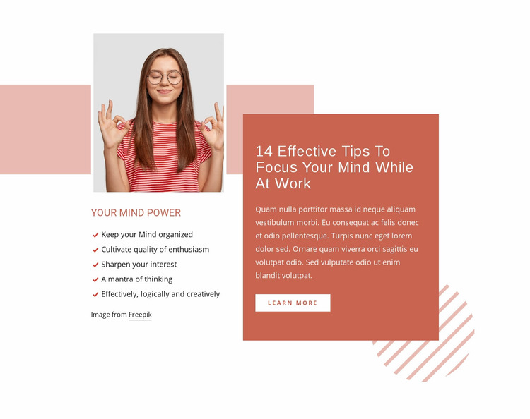 Focus your mind while at work Website Mockup