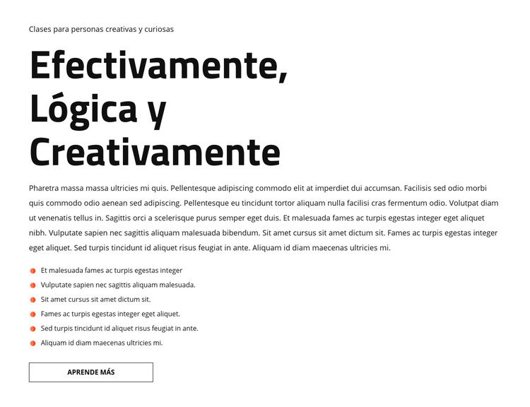 Texto y lista Tema de WordPress