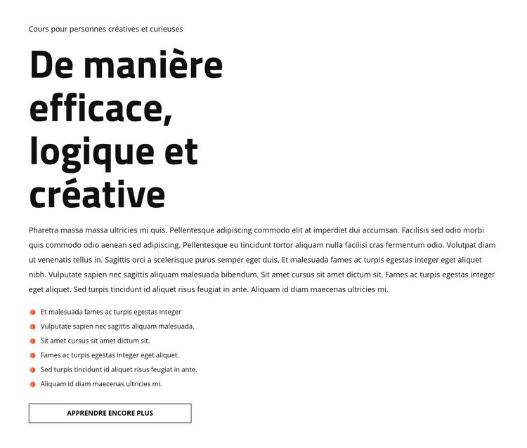 Texte et liste Modèles de constructeur de sites Web