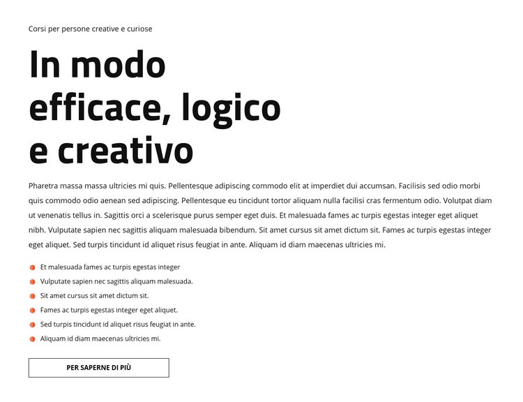 Testo ed elenco Mockup del sito web