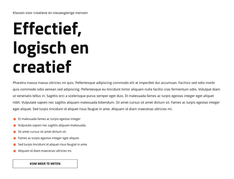 Tekst en lijst Website mockup