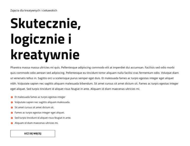 Tekst i lista Kreator witryn internetowych HTML