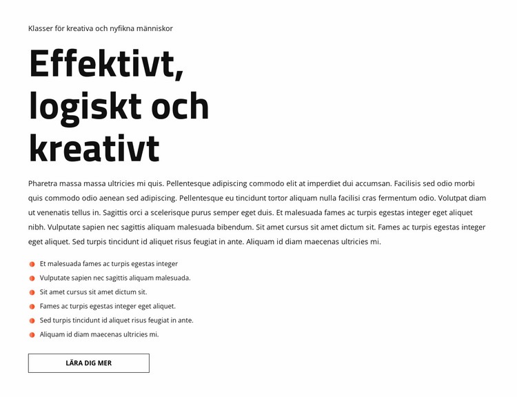 Text och lista CSS -mall