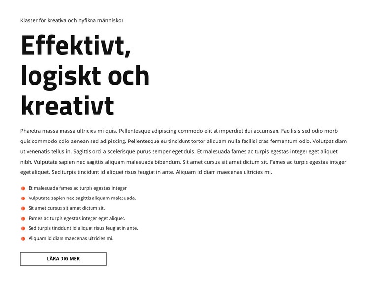 Text och lista Hemsidedesign