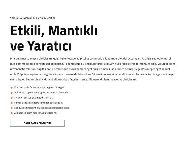 Metin ve liste Web Sitesi Mockup'ı