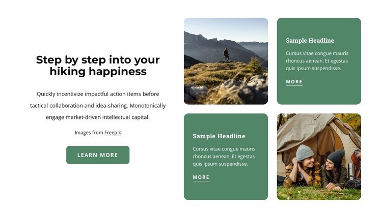 Hiking and happiness Homepage Design