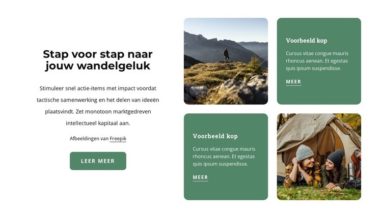 Wandelen en geluk Website ontwerp