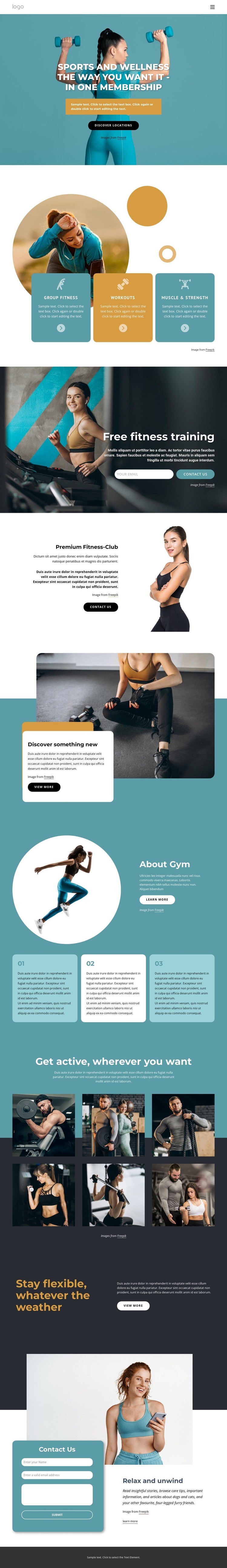 Workout anywhere with one membership Homepage Design