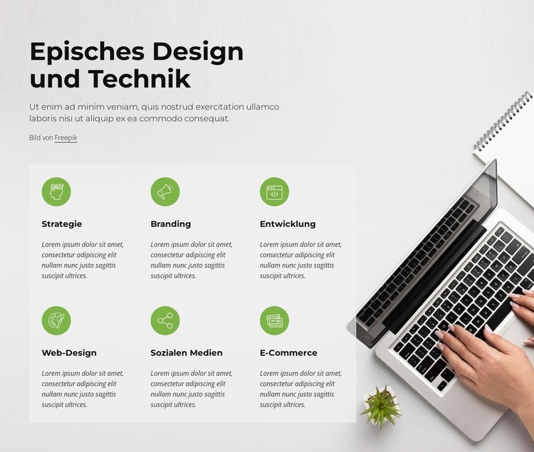 Design und Webentwicklung Website-Vorlage