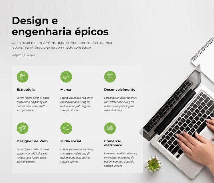 Design e desenvolvimento web Design do site