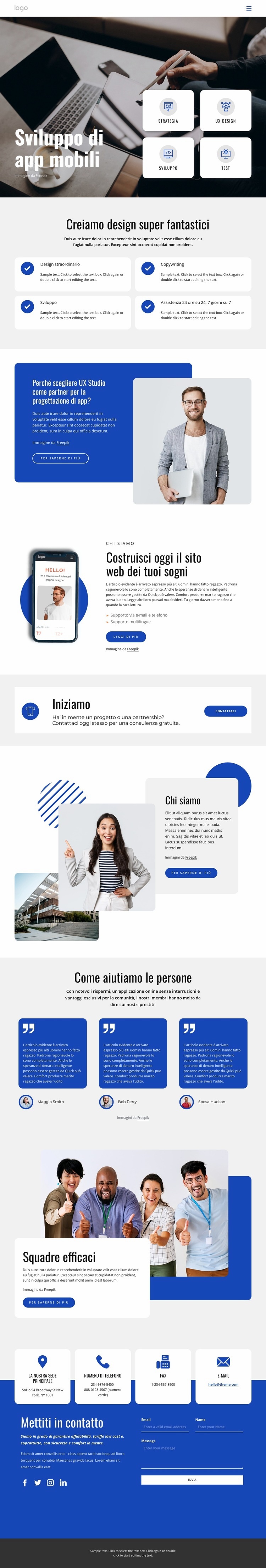 Società di sviluppo di app mobili Mockup del sito web