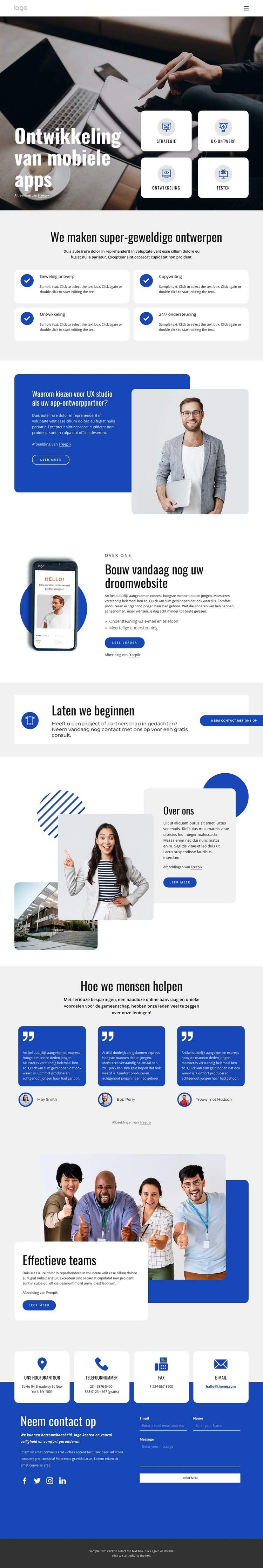 Ontwikkelingsbedrijf voor mobiele apps Website mockup