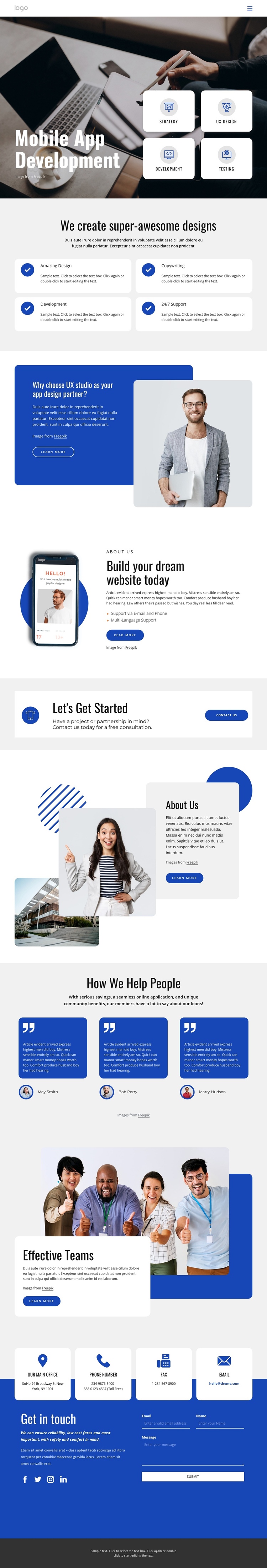 Mobile app development company One Page Template