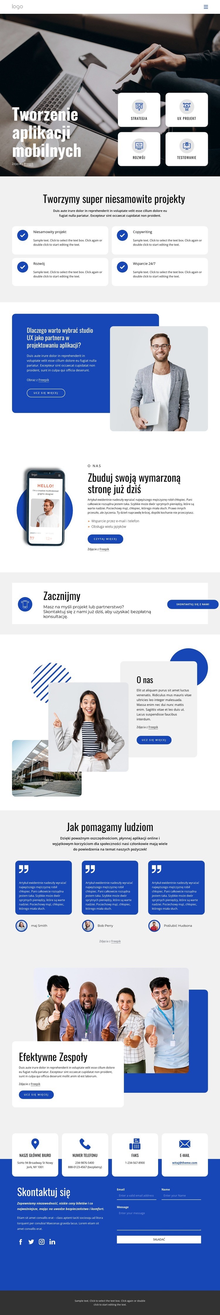 Firma zajmująca się tworzeniem aplikacji mobilnych Szablon jednej strony