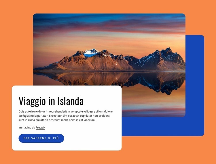 Viaggio in Islanda Mockup del sito web