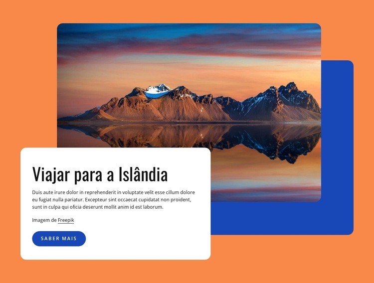 Viajar para a Islândia Design do site