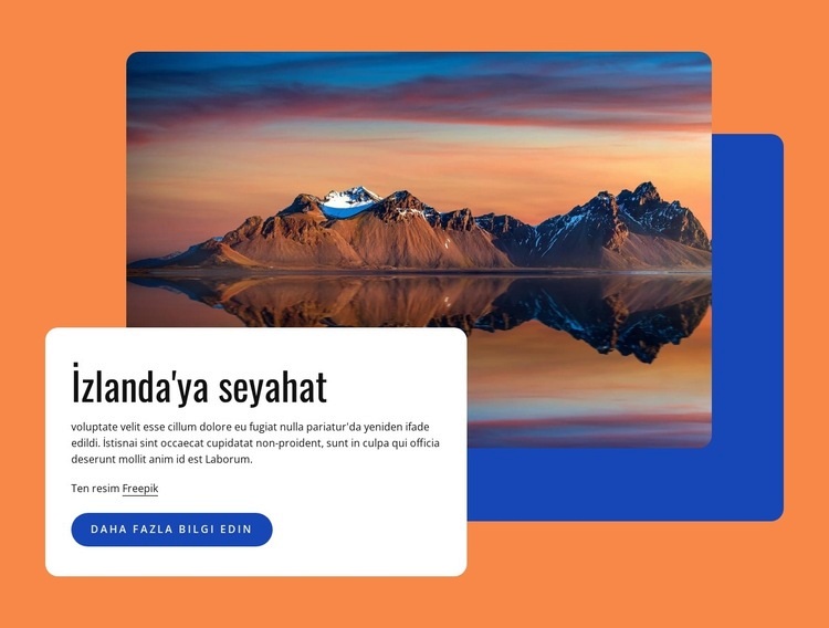 İzlanda'ya seyahat Web Sitesi Mockup'ı