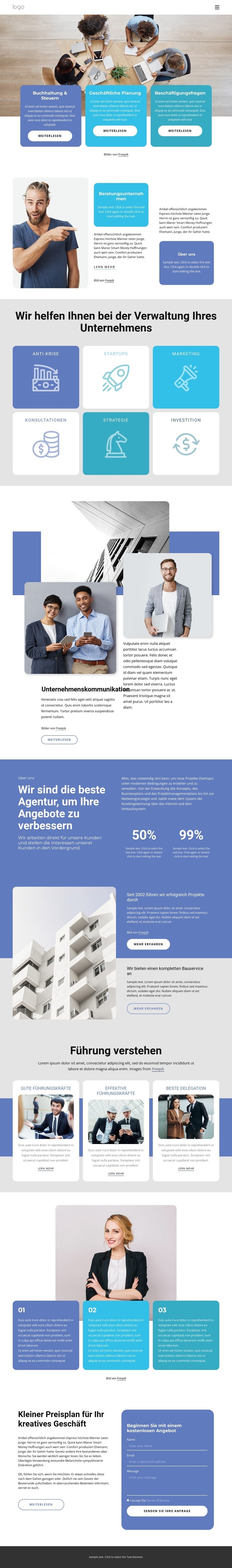 Gründung und Fundraising Website design