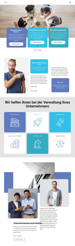 Website-Layout Für Gründung Und Fundraising