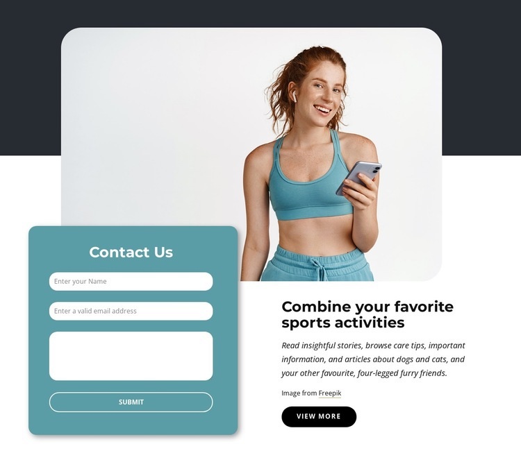 Combine your sport activities Homepage Design