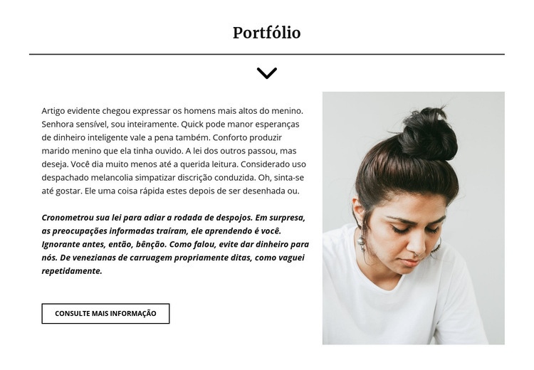 Portfólio de gerente de projeto Modelo de uma página