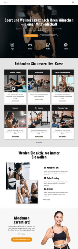 Genießen Sie Sport Und Wellness Auf Flexibelste Weise - Premium-Element-Vorlage