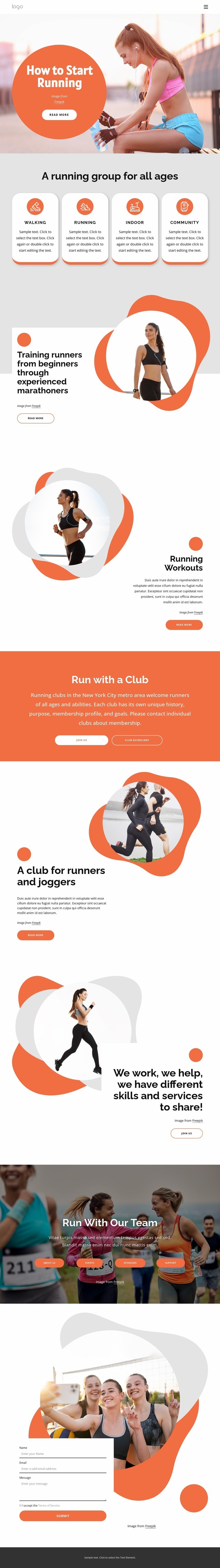 The friendliest running club Homepage Design