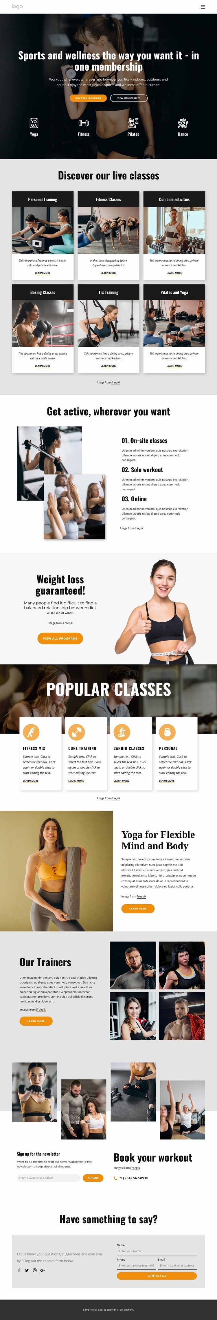 Enjoy the most flexible sports and wellness Html Code Example