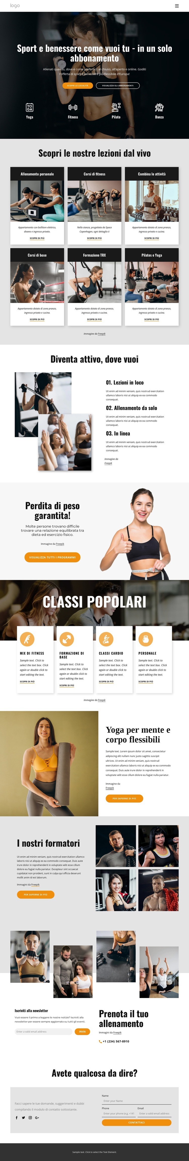 Goditi gli sport e il benessere più flessibili Mockup del sito web