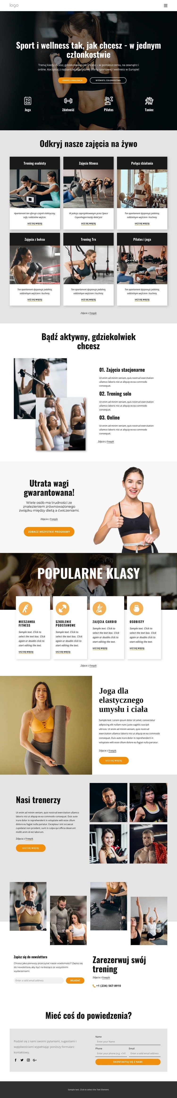 Ciesz się najbardziej elastycznymi sportami i wellness Kreator witryn internetowych HTML