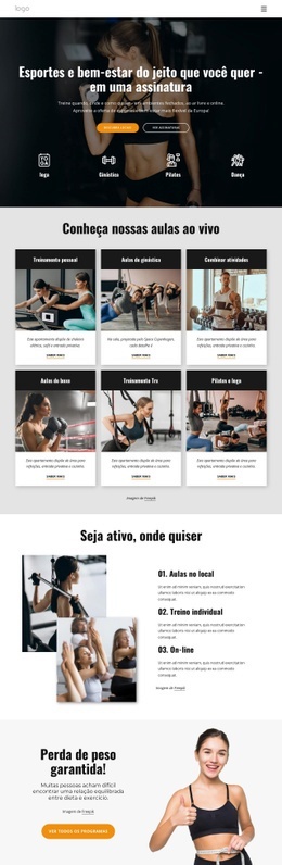 Design De Site Multifuncional Para Desfrute Dos Esportes E Bem-Estar Mais Flexíveis