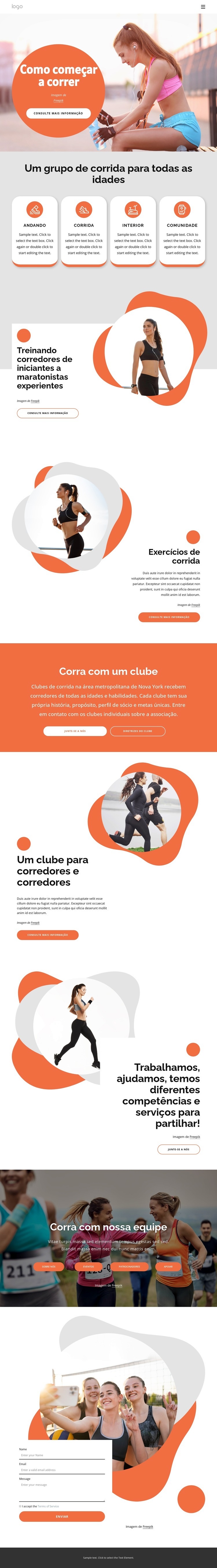 O clube de corrida mais amigável Design do site