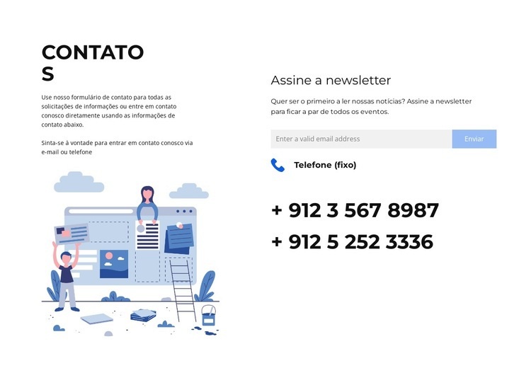 Chamadas ou cartas Landing Page