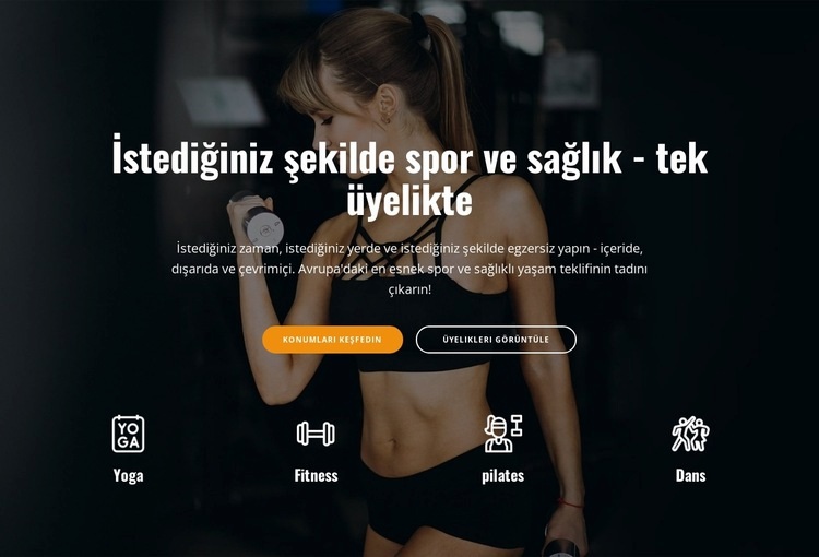 Spor ve sağlıklı yaşam kulübü Açılış sayfası