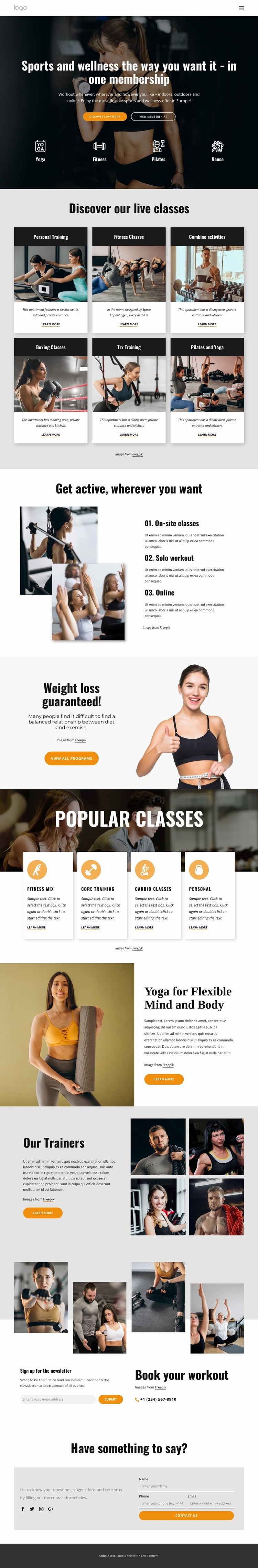 Enjoy the most flexible sports and wellness Website Builder Templates