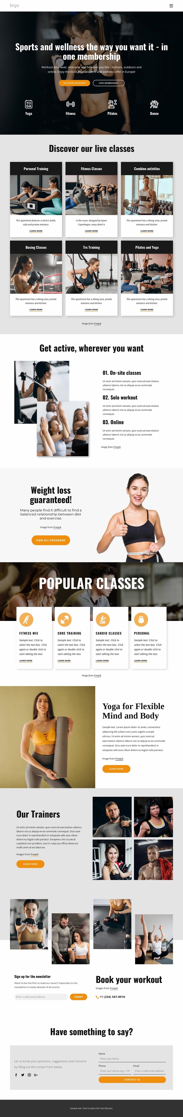 Enjoy the most flexible sports and wellness Website Template