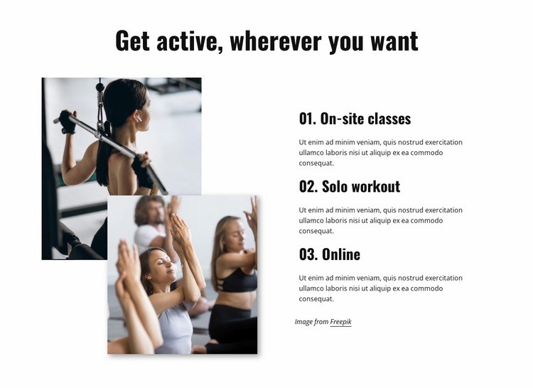 Workout indoors, outdoors and online Elementor Template Alternative
