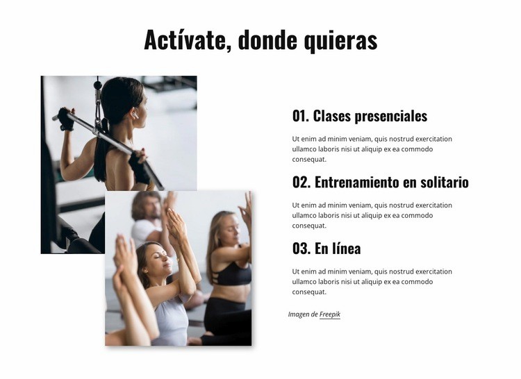 Entrena en interiores, exteriores y en línea Diseño de páginas web